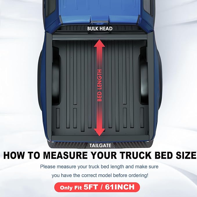 KUIPERAUTO 5 FT Roll-Up Soft Vinyl Truck Bed Tonneau Cover Compatible for 2024 2025 2026 Toyota Tacoma Extra Short Bed Fleetside(Don‘t fit 2025 Utility Track System)
