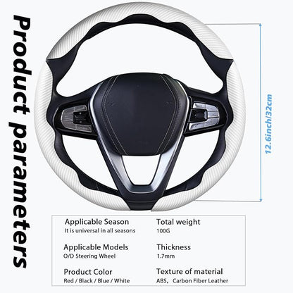 WOCOCN 3pcs Car Steering Wheel Cover,Anti-Skid Carbon Fiber Steering Wheel Protector for Men Women,Multiple Color Options,Universal for Most Car Interiors Accessories (White 3PCS)