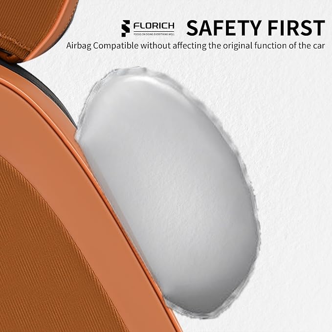 FLORICH Car Seat Covers Full Set Leather Automotive Seat Cover Waterproof 5 Seats Car Seat Protectors Luxury Front and Back Seat Cushions Universal Fit for Most Cars SUV Trucks, Brown&Black