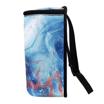 Blue Butterfly Marble Print Trash Can for Car Leakproof Garbage with Lid and Zipper Trash Bin Hanging Back of Seat Auto Interior Accessories Universal Fit Most Truck SUV Van