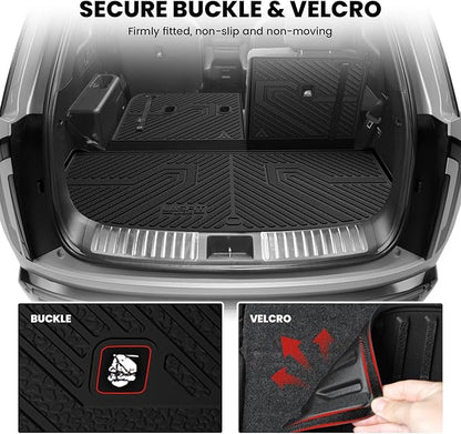 LASFIT Cargo Mat & Backrest Mats for Kia Telluride 2027 (Only Fit Gas, Not Fit Hybrid), All Weather TPE Custom Fit Cargo Liner Trunk Mats & Seatback Mats Accessories for Kia Telluride 2027, Black