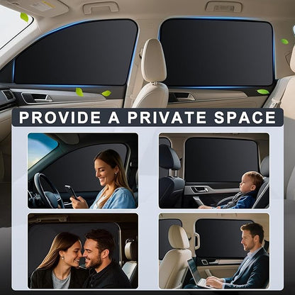 ZATOOTO Car Window Shades - 4 Pack Car Window Covers Premium UV Blocking, Side Window Curtains Full Blackout for Privacy, Breastfeeding, Napping, Camping, and Travel, Universal Fit for Most Vehicles