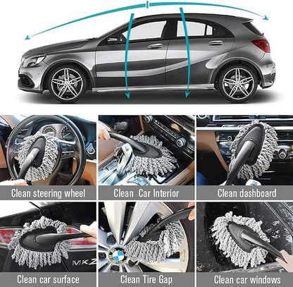 Shopping GD Multi-Functional Car Duster Cleaning Dirt Dust Clean Brush Dusting Tool Mop Gray Car Cleaning Products
