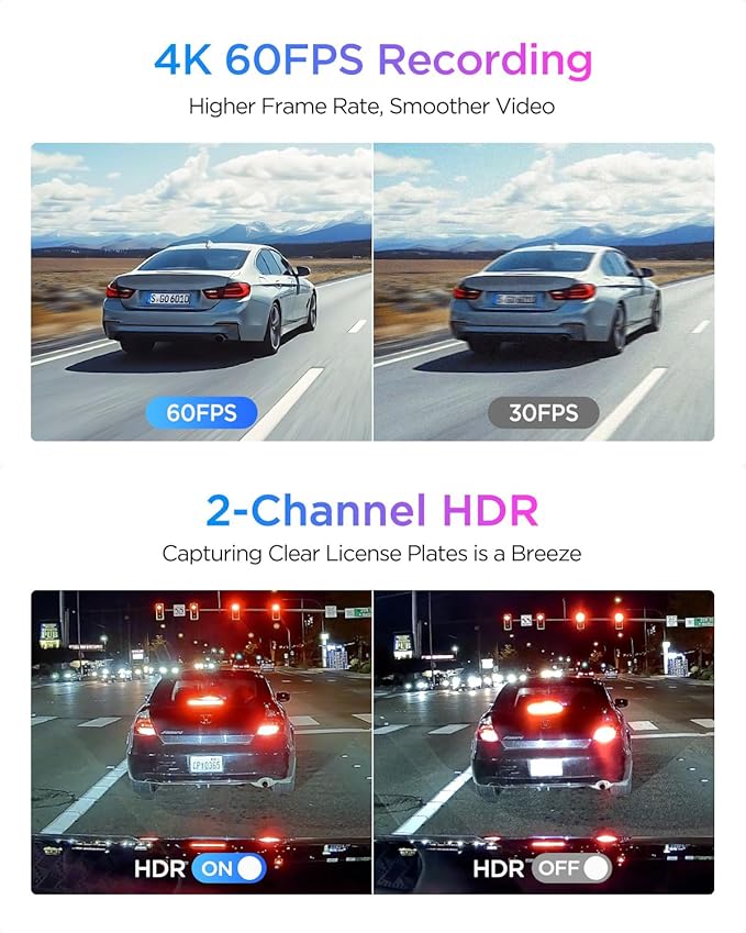 VIOFO A329S 4K 60FPS Dash Cam Front and Rear, 4K+2K Dual Dash Camera for Cars, Power Saving Parking Mode, Wi-Fi 6 App Control, Dual STARVIS 2 Sensors, Supports up to 4TB SSD