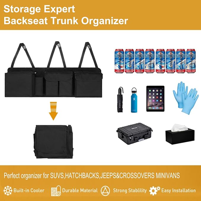 Car Trunk Organizer and Storage, Backseat Hanging Organizer (Extra Large)