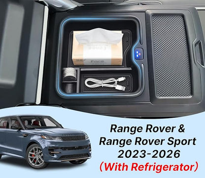 Center Console Organizer for Range Rover & Range Rover Sport 2023-2025 2026 Armrest Insert Tray Storage Box Interior Accessories with Refrigerator (NOT Fit for Models Without Refrigerator)