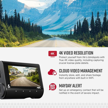 Cobra SC 250R Smart Dash Cam + Cobra 2.5A DIY Hardwire Kit - OBDII Port to USB-C/Micro-USB with 15ft Cable