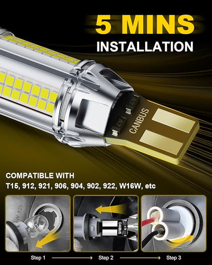 AUXITO 921 LED Bulb Reverse Lights, 700% Super Bright 912 T15 led Backup light, CAN-Bus Error Free 906 922 W16W LED Bulbs for Reverse Back Up Marker Lights, 6500K White