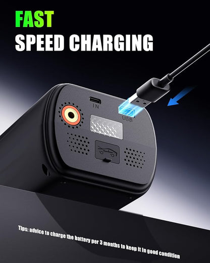 Jump Starter with Air Compressor, 6000A Car Battery Jumper Starter with 160 PSI Tire Inflator Portable, LED Display for 10L Diesel All Cars Engines, Jumper Cables and Light