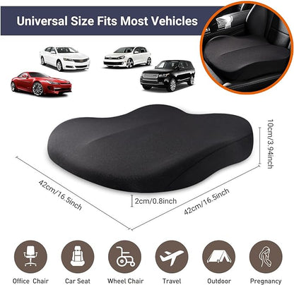 Adult Booster Car Seat Cushion, Wedge Memory Foam Pad for Driving Seat, Effectively Increase Height By 3.94 inch, Car Travel Accessories for Long Trips, (Black)