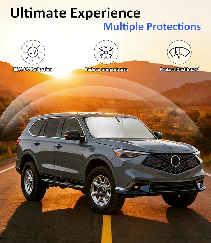 Windshield Sun Shade for 2025 2026 Acura ADX Accessories, Car Front Window Sun Visor Protector & Heat Shield | 240T Sunshade Protection Blocks UV Rays Keep Your Car Cooler