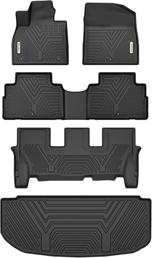 YITAMOTOR Floor Mats & Cargo Trunk Liner for Hyundai Palisade 2020-2025 8 Seat (Fits Bench Seats), TPE Custom Fits 3 Rows Car Mats Automotive Liners Sets