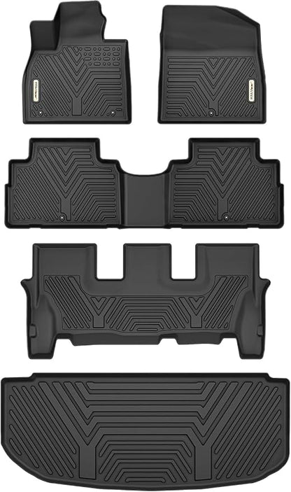 YITAMOTOR Floor Mats & Cargo Trunk Liner for Hyundai Palisade 2020-2025 8 Seat (Fits Bench Seats), TPE Custom Fits 3 Rows Car Mats Automotive Liners Sets