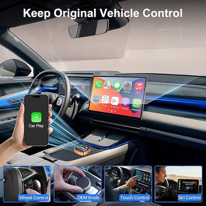 Wireless CarPlay Adapter 4 in 1 Car Screen Mirroring Adapter to Play TV on Car Screen for iPhone & Android, Upgrade Support Airplay&Mirror Link,CarPlay&Android Auto,Wired to Wireless,Plug and Play