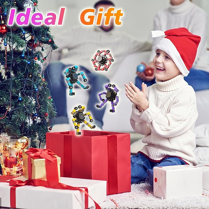 Gokeey Transformable Fidget Spinners Toys 4 Pcs for Kids and Adults Stress Relief Sensory Toys for Boys and Girls Age 8-13 Fingertip Gyros Party Favors Birthday Gifts for Teens Road Trip Travel Toy