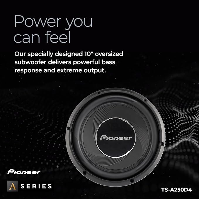 Pioneer A-Series TS-A250D4 10” Subwoofer – 1300W Max, Flexible Wiring, Powerful Bass Output