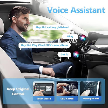 Mini Wireless CarPlay Adapter, Upgrade Wired CarPlay to Wireless for Cars with Built-in Wired CarPlay & Android Auto, Plug and Play Easy Use Fast Stable Connection for iPhone & Android
