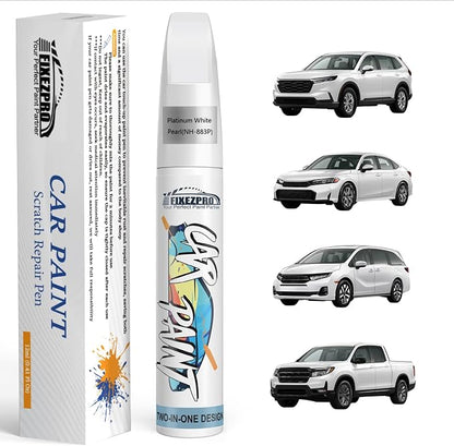 NH-883P Platinum White Pearl Car Touch Up Paint for Honda, Color Match Auto Paint Repair Pen,Professional Car Scratch Repair Remover Pen Quick Drying, Easy to Use