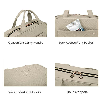 BAGSMART Toiletry Bag Travel Bag with Hanging Hook, Water-resistant Makeup Cosmetic Bag Travel Organizer for Accessories, Shampoo, Full-size Container, Toiletries (Camel, Medium)