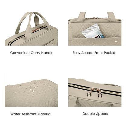 BAGSMART Toiletry Bag Travel Bag with Hanging Hook, Water-resistant Makeup Cosmetic Bag Travel Organizer for Accessories, Shampoo, Full-size Container, Toiletries (Camel, Large)