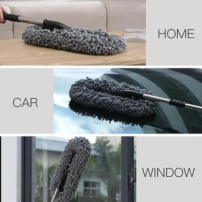 IPELY 3 Pack Large Microfiber Car Duster Exterior Scratch Free with Extendable, Car Duster Interior Multipurpose dust Cleaning