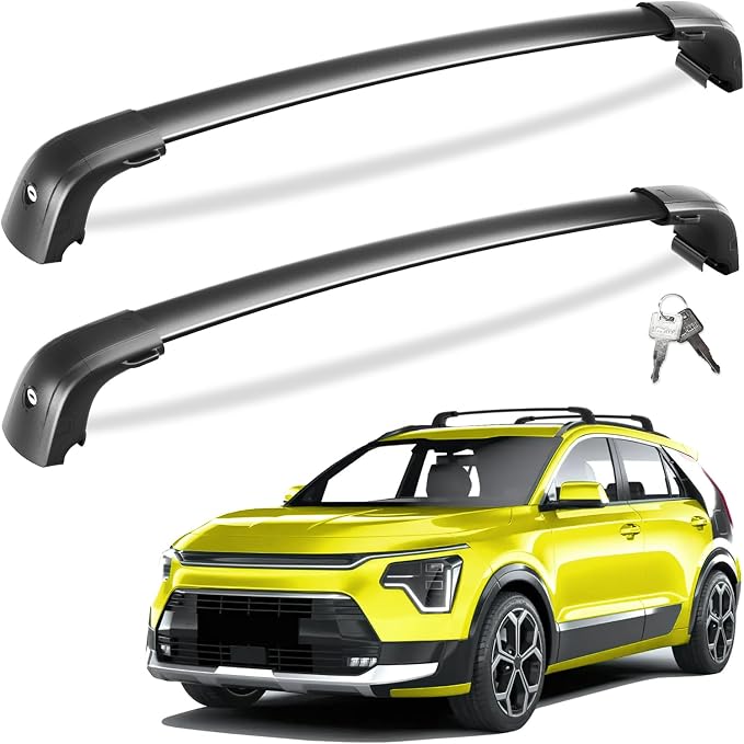 Tuyoung 300lbs Lockable Roof Rack Cross Bars Compatible with Kia NIRO 2023 2024 2025 2026 with Flush Side Rails, Heavy Duty Aluminum Anti Theft Black Roof Rails Crossbars Rooftop Cargo Carrier Luggage