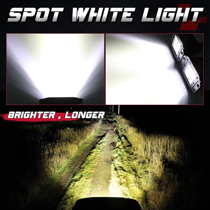 OFFROADTOWN 2PCS 100W 5 Inch CREE LED Pods, Spot Beam, Flush Mount, Waterproof Bumper Lights for Trucks UTV ATV Off Road Boat