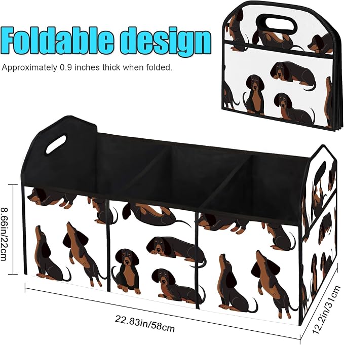 Dog Car Trunk Storage Box with Pockets Car Accessory for SUVs Cars Automotive Organizer