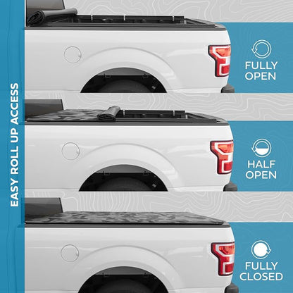 Camo Tonneau Cover for Ford F-150 2015-2026 5.5 ft Bed, All-Weather Retractable Truck Bed Cover Camo Design Truck Bed Cover for F150 & F-150 Lightning Soft Roll-Up Truck Tonneau Cover