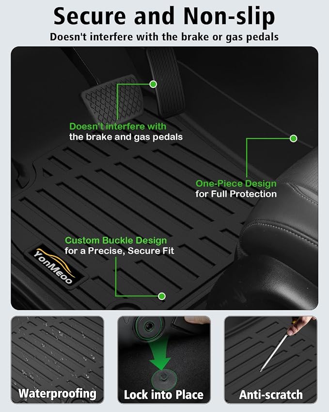 Floor Mats Custom for Ford Escape 2020-2025 2026 Trunk Mat with Backrest Mat (NOT for Hybrid) All Weather TPE Full Set Liners Cargo Protector & Door Sill Guards for Escape Accessories, Black