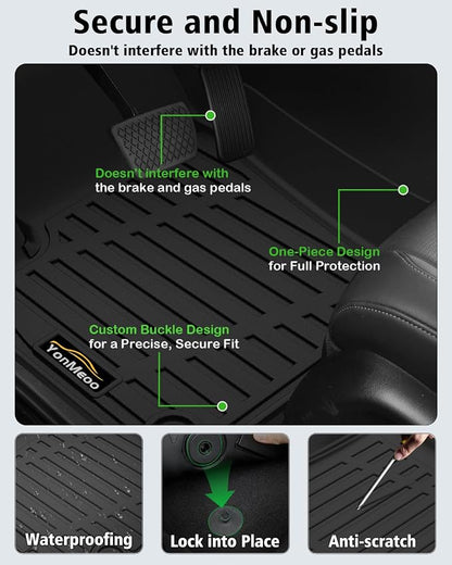 Floor Mats Custom for Ford Escape 2020-2025 2026 Trunk Mat with Backrest Mat (NOT for Hybrid) All Weather TPE Full Set Liners Cargo Protector & Door Sill Guards for Escape Accessories, Black