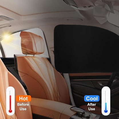 Ovege Car Side Window Sun Shade Magnetic Car Curtain Suction Magnetic Suedette －Front Seat 2pcs