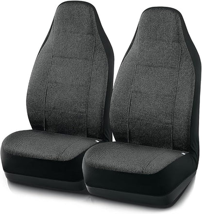 Road Comforts Car Seat Covers for Front Seat, High Back Heavy Duty Breathable Flax Seat Protector, Airbag, Not Seat Belt Compatible, Washable Seat Cover Fits for Most Cars, Trucks, SUVs, Vans Black