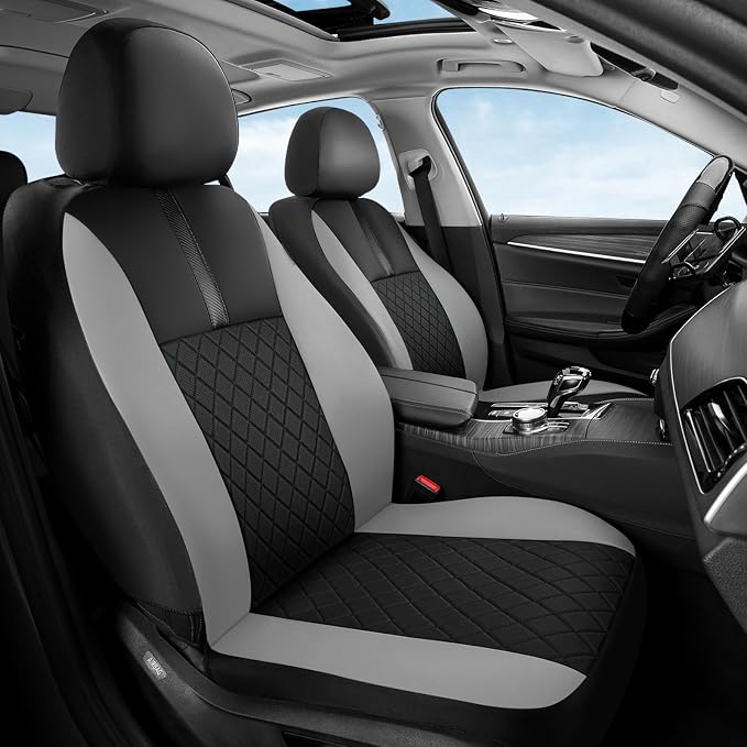 Coverado Car Seat Covers Full Set, Automotive Leather Seat Covers for Car，Universal Fit Front Back Seat Cover, Non-Slip Waterproof Breathable Car Seat Protector