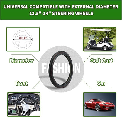 Golf Cart Steering Wheel Covers,13.5 to 14" Golf Cart Steering Wheel Cover Universal for Yamaha,EZGO TXT & RXV,Club Car DS & Precedent, Leather Comfortable, Non-Slip, Wear-Resistant (red)