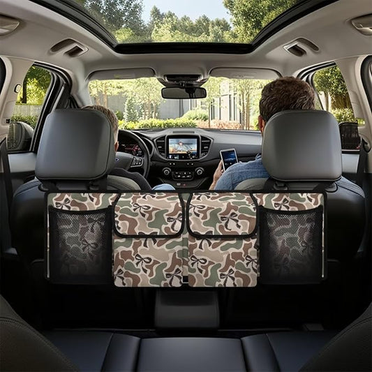 Bow Camo Hunting Car Trunk Organizer Foldable Vehicle Interior Cargo Organizers Accessories Waterproof Collapsible Car Storage Bag with 4 Pockets for Cars Sedans SUVs