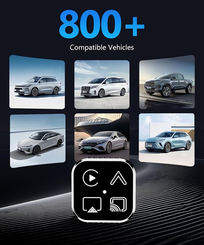 2026 4 in 1 Mini Wireless CarPlay Android Auto Adapter, Support AirPlay MirrorLink, Convert Wired to Wireless, Auto Connect for Daily Commute, Plug and Play Dongle (Silver)
