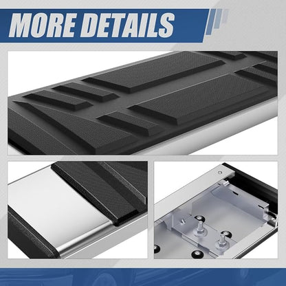 Auto Dynasty Running Boards Compatible with 2018-2023 GMC Acadia, Stainless Steel Side Step Rail Nerf Bars, 6.5" x 73" Step Bars, Polished Chrome