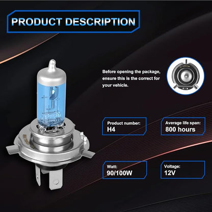 Fit for Toyota Echo 2000-2005 High Performance Halogen Headlight Bulbs,9003/H4 High Low Dual Beam Headlamp Replacement Bulbs Kit, Plug and Play,Pack of 2