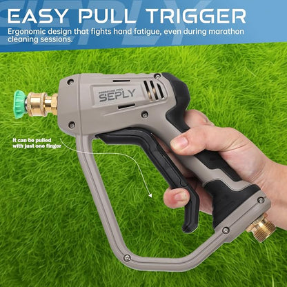 Pressure Washer Short Gun 5000 PSI with 5 Nozzle Tips, M22-14mm Fittings, Heavy Duty Power Washer Spray Gun with Ergonomic Handle for Car Wash, Detailing, and Cleaning