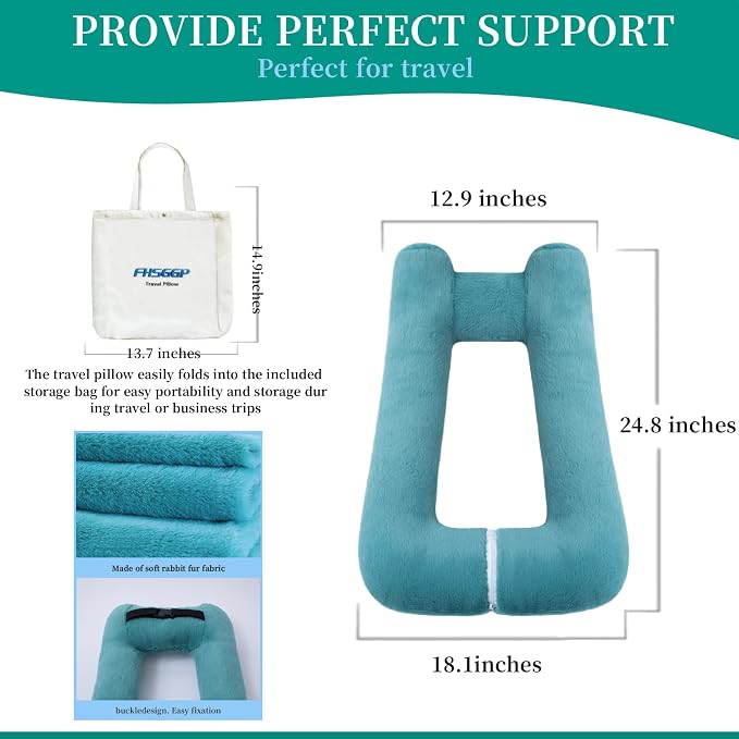 FHSGGP Travel Pillow Upgraded Version of Aircraft Travel Neck Pillow with Storage Bag, Sleep Pillows for Travel by Train, Car, or Plane, Supporting the Head and Body, Travel Pillow for Kids