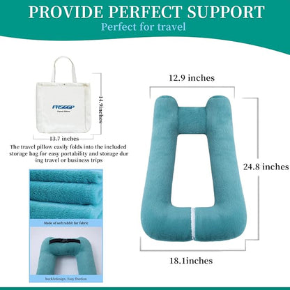 FHSGGP Travel Pillow Upgraded Version of Aircraft Travel Neck Pillow with Storage Bag, Sleep Pillows for Travel by Train, Car, or Plane, Supporting the Head and Body, Travel Pillow for Kids