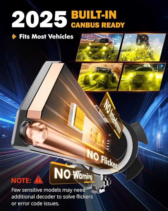 Auxbeam 5202 5201 Fog Light, F15 Series 20000LM 5202 PS19W PS24W Yellow Strong Penetrating Light -2 Pack