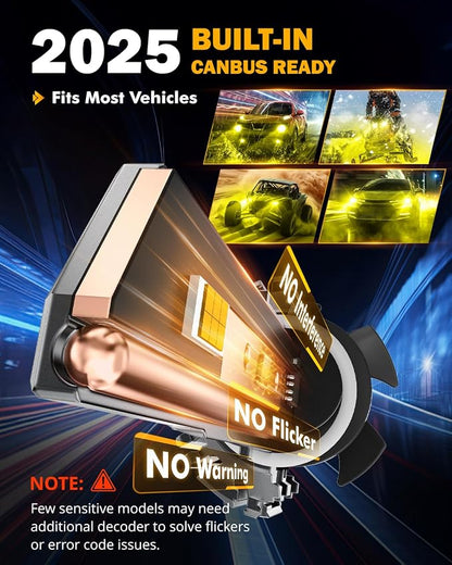 Auxbeam 5202 5201 Fog Light, F15 Series 20000LM 5202 PS19W PS24W Yellow Strong Penetrating Light -2 Pack