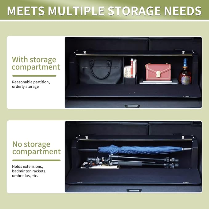 Car Trunk Organizer for 2022-2023 Tesla Model Y (5-Seater), Leather Trunk Organizer with Lid and Push-pull Handle Large Suv Storage Organizer (Black, 37.01 x 11.42 x 12.2in)