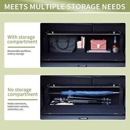 Car Trunk Organizer for 2022-2023 Tesla Model Y (5-Seater), Leather Trunk Organizer with Lid and Push-pull Handle Large Suv Storage Organizer (Black, 37.01 x 11.42 x 12.2in)