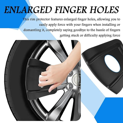 Junecarp 2PCS Rim Protector for Car Wheels,Non-Slip Wheel Rim Protector with Double Rib & Finger Hole Design,Professional Motorcycles Tire Rims Protectors for Tire Replacement and Repair