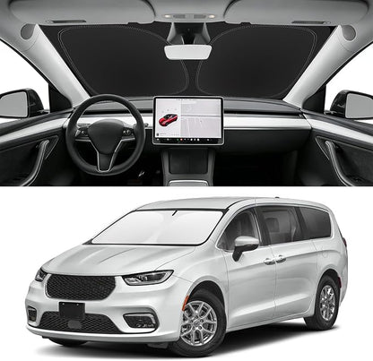 Custom Fit Windshield Sun Shade for Chrysler Pacifica 2017-2026, Blocks UV & Heat, Front Window Sunshade Accessories, Easy Fold & Store Keep Your Car Cooler