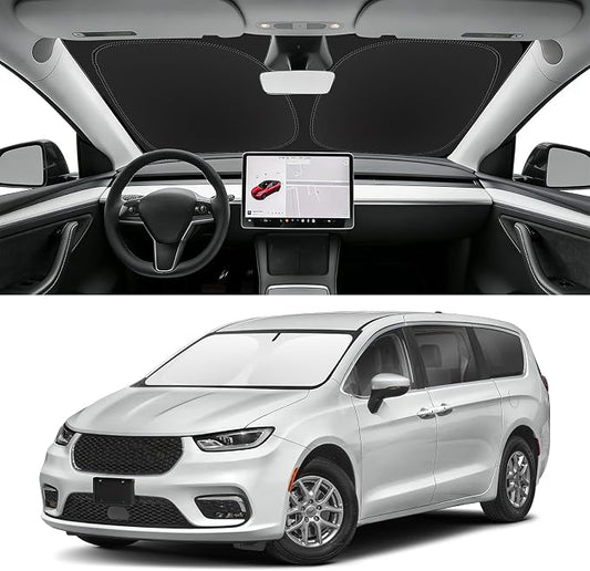 Custom Fit Windshield Sun Shade for Chrysler Pacifica 2017-2026, Blocks UV & Heat, Front Window Sunshade Accessories, Easy Fold & Store Keep Your Car Cooler