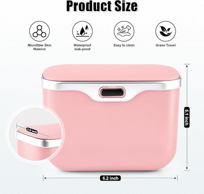 UYYE Car Trash Can, Car Garbage Bin with Lid & Handle - Leak-Proof Mini Trash Can for Car, Truck, SUV - Essential Car Accessories for Organization (Pink)